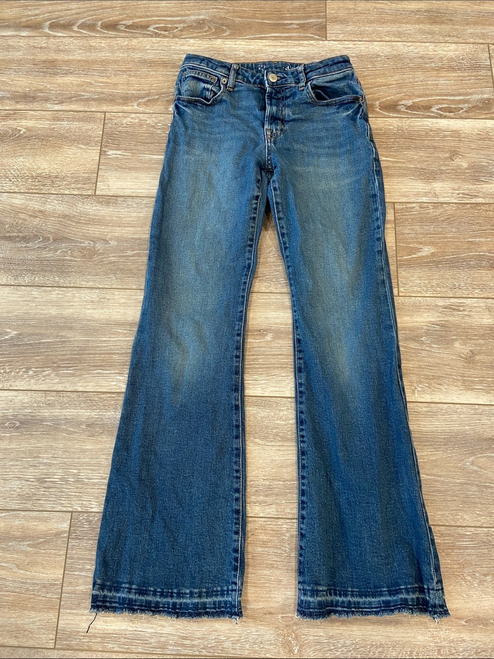 GAP Kids Medium Blue Flare Jeans with Frayed Hem
